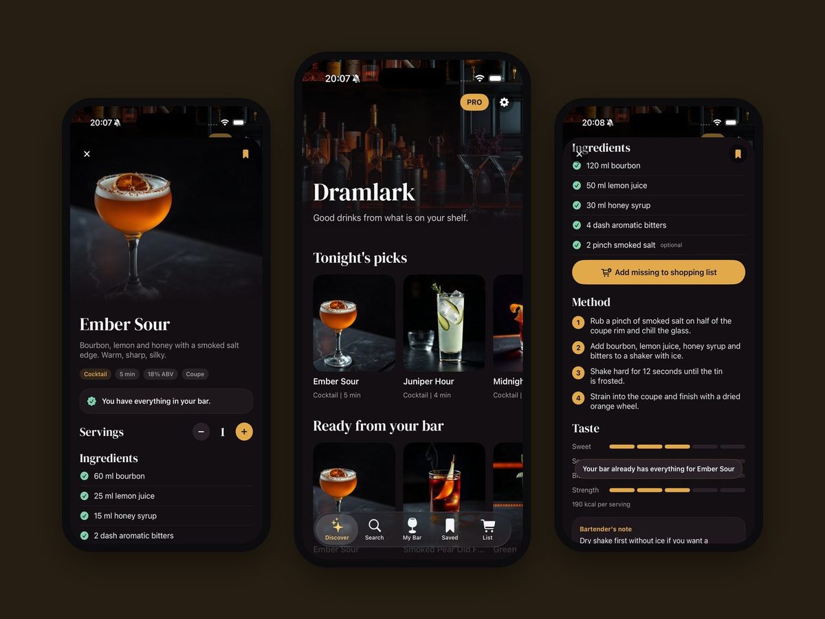 Dramlark, Food and drink
