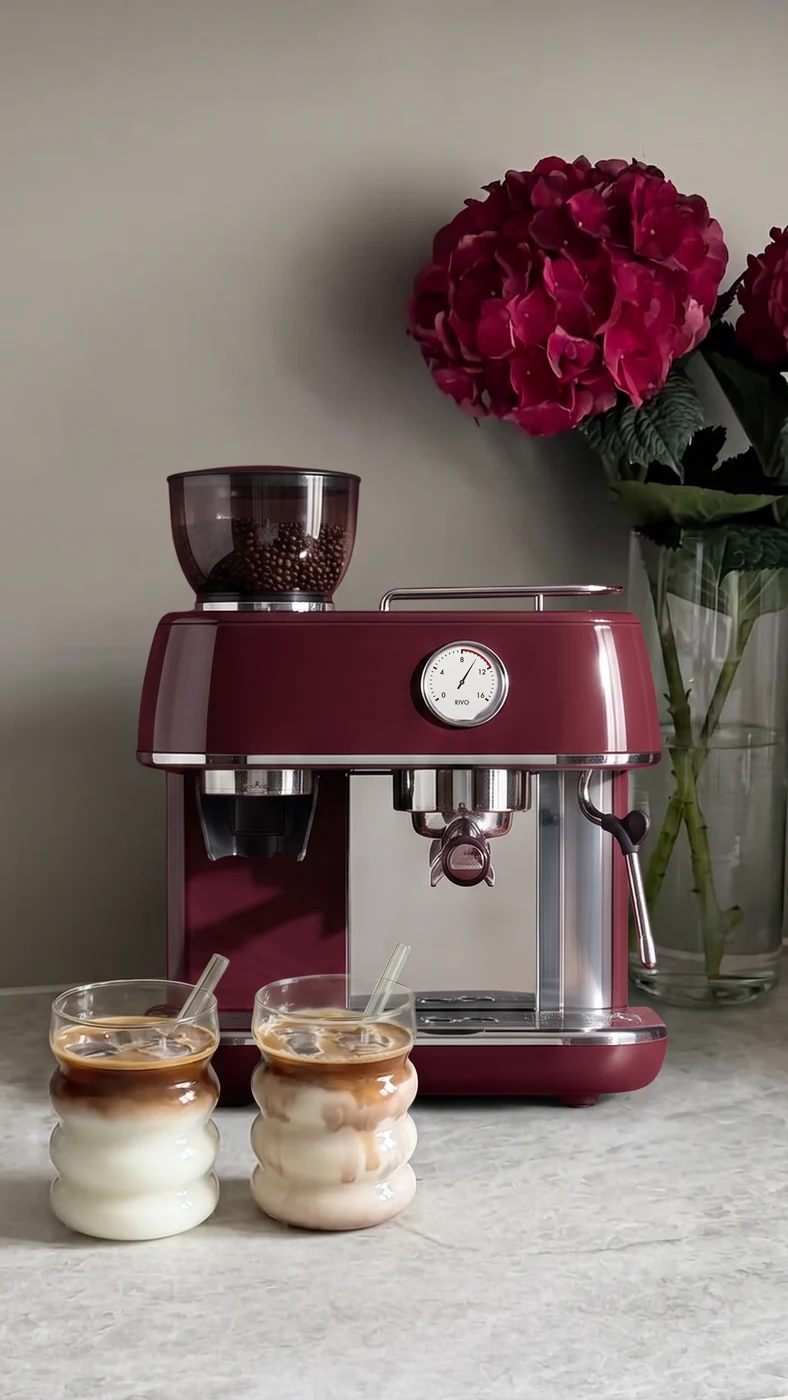 RIVO coffee machine, an AI generated product shot for a fictional brand
