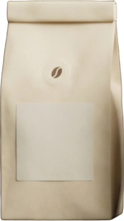 A cream Quern coffee bag