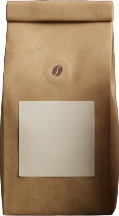 A kraft brown Quern coffee bag