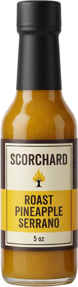Roast Pineapple Serrano hot sauce bottle